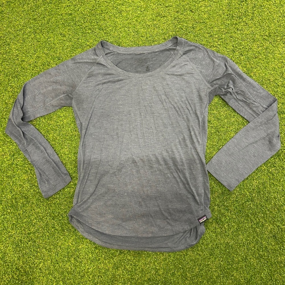 Patagonia Womens Gray Long Sleeve Scoop Neck Raglan Active Top Size Small